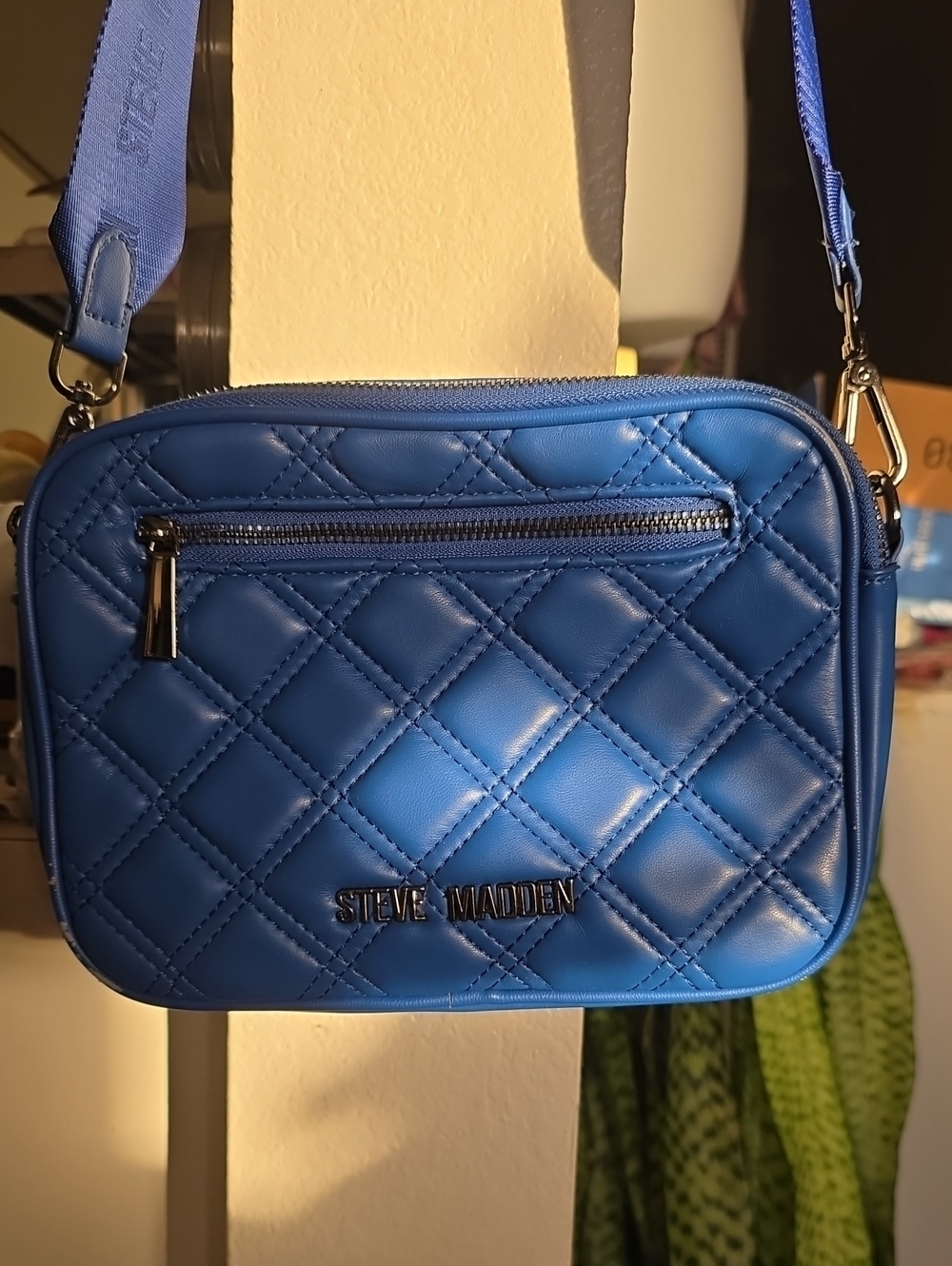Steve Madden Quilted Crossbody Bag in Blue